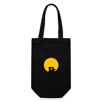 Cat and dog in front of the moon - Gift Bag for Bottles - black - Front