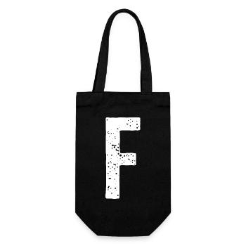 F Letter - Gift Bag for Bottles - black - Front