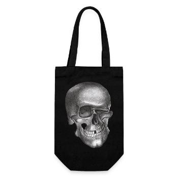 Zwinkernder Schädel - Totenkopf - Geschenkbeutel für Flaschen - Schwarz - Vorne