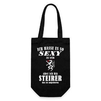 Sexy Steirer – Es ist einfach angeboren - Geschenkbeutel für Flaschen - Schwarz - Vorne