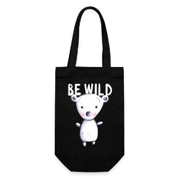 Be Wild Eisbär - Bär - Bärchen - Teddy - Baby - Geschenkbeutel für Flaschen - Schwarz - Vorne