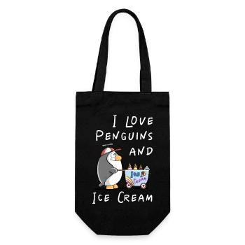 I Love Penguins and Eiscreme - Pinguin Eis Comic - Gift Bag for Bottles - black - Front