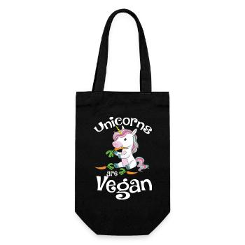 Lustiges Einhorn T-Shirt: Einhörner sind Veganer - Geschenkbeutel für Flaschen - Schwarz - Vorne