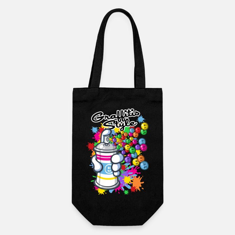 Graffiti Cartoon-Stil - Geschenkbeutel für Flaschen - Schwarz