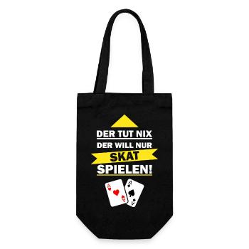 Der tut nix der will nur Skat spielen - Geschenkbeutel für Flaschen - Schwarz - Vorne
