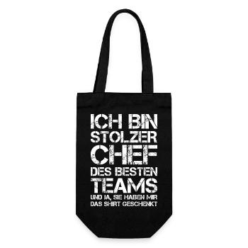 Stolzer Chef Des Besten Teams Shirt Geschenkt Boss - Geschenkbeutel für Flaschen - Schwarz - Vorne