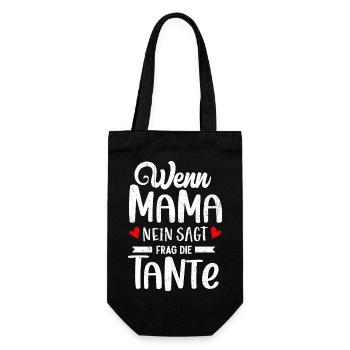 Mama Nein Tante Nichte Neffe Familie Patentante - Geschenkbeutel für Flaschen - Schwarz - Vorne