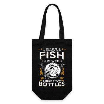 I rescue fish and beer - cadeaux pêcheur - pêche - Sac à bouteille - noir - Devant