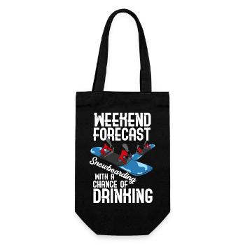 Weekend Forecast Snowboarding With A Chance Of - Gift Bag for Bottles - black - Front