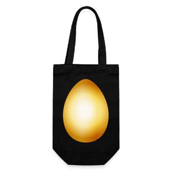 goldenes Ei - vergoldetes Hühnerei für Ostern - Geschenkbeutel für Flaschen - Schwarz - Vorne
