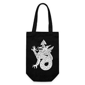 Weißer Drache - Geschenkbeutel für Flaschen - Schwarz - Vorne
