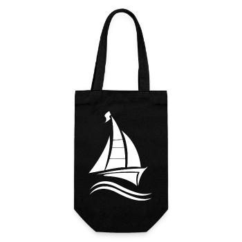 Segeln Segelboot Segelschein - Geschenkbeutel für Flaschen - Schwarz - Vorne