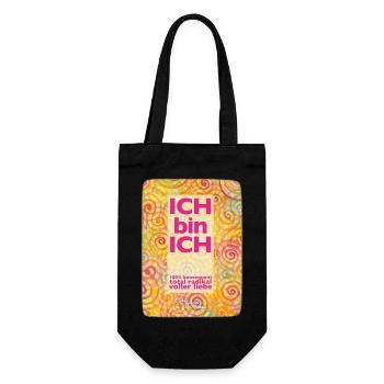 Regenbogen Spiralen Ich bin Ich - Sonja Ariel - Geschenkbeutel für Flaschen - Schwarz - Vorne