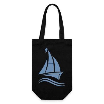 Segeln Segelboot Segelschein - Geschenkbeutel für Flaschen - Schwarz - Vorne