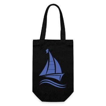 Segeln Segelboot Segelschein - Geschenkbeutel für Flaschen - Schwarz - Vorne