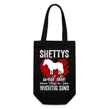 Shetlandpony Pferde Reiten Pony Geschenkidee - Geschenkbeutel für Flaschen - Schwarz - Vorne