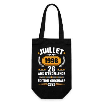 Cadeau d'anniversaire 26 Ans, Né en juillet 1996 - Sac à bouteille - noir - Devant