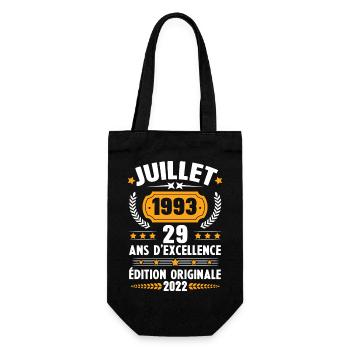 Cadeau d'anniversaire 29 Ans, Né en juillet 1993 - Sac à bouteille - noir - Devant