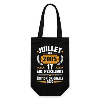 Cadeau d'anniversaire 17 Ans, Né en juillet 2005 - Sac à bouteille - noir - Devant