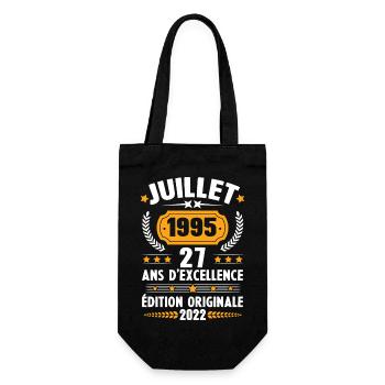 Cadeau d'anniversaire 27 Ans, Né en juillet 1995 - Sac à bouteille - noir - Devant