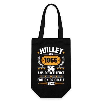 Cadeau d'anniversaire 56 Ans, Né en juillet 1966 - Sac à bouteille - noir - Devant