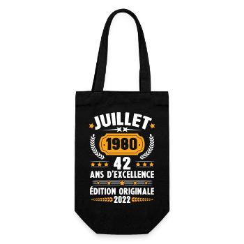 Cadeau d'anniversaire 42 Ans, Né en juillet 1980 - Sac à bouteille - noir - Devant
