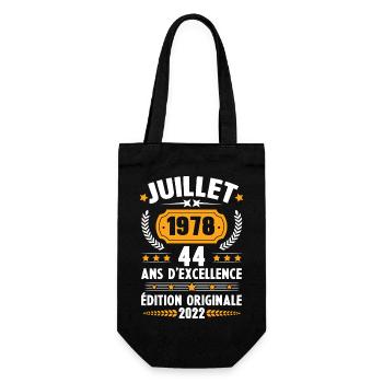 Cadeau d'anniversaire 44 Ans, Né en juillet 1978 - Sac à bouteille - noir - Devant