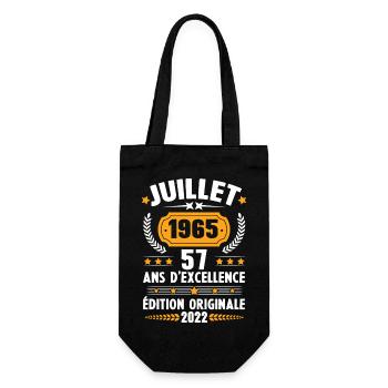 Cadeau d'anniversaire 57 Ans, Né en juillet 1965 - Sac à bouteille - noir - Devant