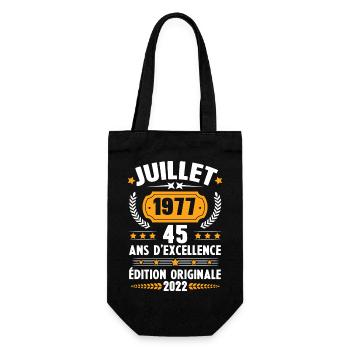 Cadeau d'anniversaire 45 Ans, Né en juillet 1977 - Sac à bouteille - noir - Devant