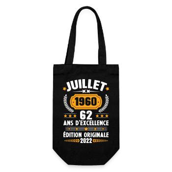 Cadeau d'anniversaire 62 Ans, Né en juillet 1960 - Sac à bouteille - noir - Devant