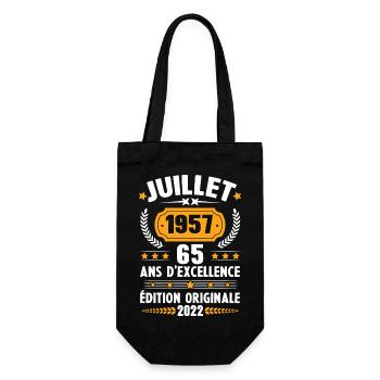 Cadeau d'anniversaire 65 Ans, Né en juillet 1957 - Sac à bouteille - noir - Devant