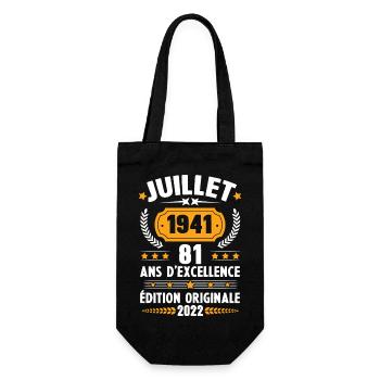 Cadeau d'anniversaire 81 Ans, Né en juillet 1941 - Sac à bouteille - noir - Devant