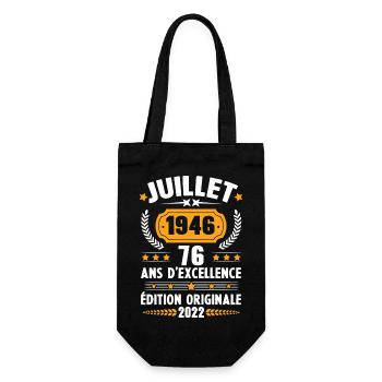 Cadeau d'anniversaire 76 Ans, Né en juillet 1946 - Sac à bouteille - noir - Devant