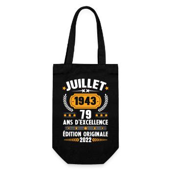 Cadeau d'anniversaire 79 Ans, Né en juillet 1943 - Sac à bouteille - noir - Devant