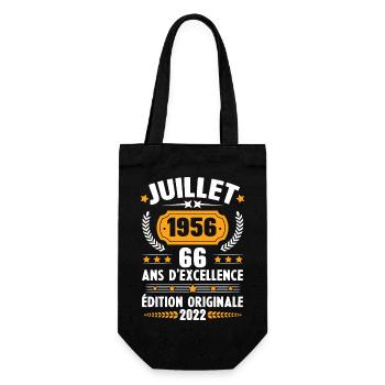 Cadeau d'anniversaire 66 Ans, Né en juillet 1956 - Sac à bouteille - noir - Devant