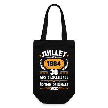 Cadeau d'anniversaire 38 Ans, Né en juillet 1984 - Sac à bouteille - noir - Devant