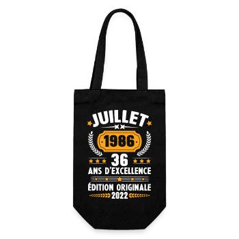 Cadeau d'anniversaire 36 Ans, Né en juillet 1986 - Sac à bouteille - noir - Devant