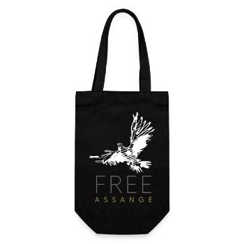 Free Assange Freiheit für Julian Assange Taube - Geschenkbeutel für Flaschen - Schwarz - Vorne
