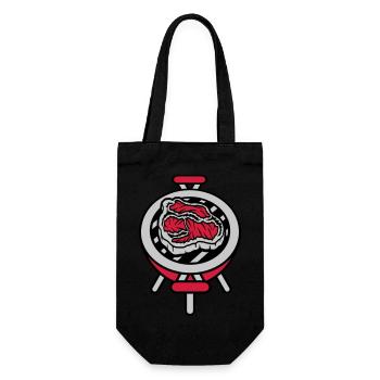 Kleiner Grill Steak BBQ - Geschenkbeutel für Flaschen - Schwarz - Vorne