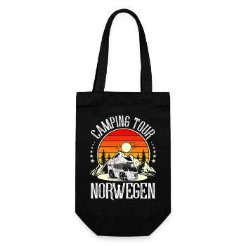 Camping Tour Norwegen Campen Camper - Geschenkbeutel für Flaschen - Schwarz - Vorne