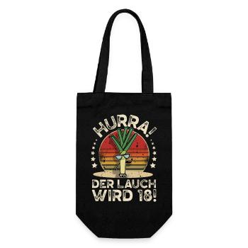 18. Geburtstag Hurra Der Lauch Wird 18 - Geschenkbeutel für Flaschen - Schwarz - Vorne