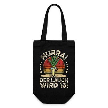 16. Geburtstag Hurra Der Lauch Wird 16 - Geschenkbeutel für Flaschen - Schwarz - Vorne