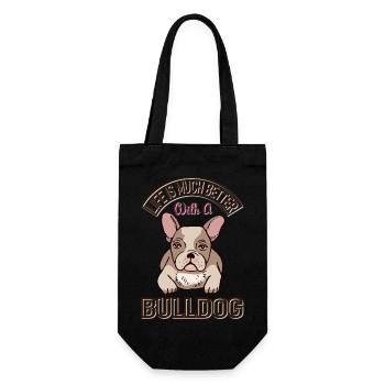 Better Life with a Bulldog - Gift Bag for Bottles - black - Front