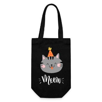 Mignon Kawaii drôle de chat disant miaulement - Sac à bouteille - noir - Devant