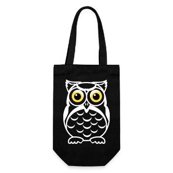 Schwarzweiß Eulenblick Gelbe Augen - Geschenkbeutel für Flaschen - Schwarz - Vorne