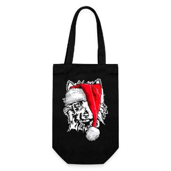 Santa AUSTRALIAN TERRIER Weihnachten Hund Wilsigns - Geschenkbeutel für Flaschen - Schwarz - Vorne