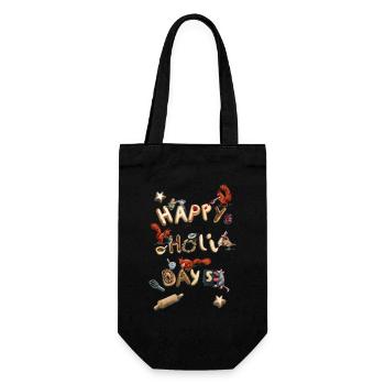 Weihnachts Kekse - Happy Holi Days - Geschenkbeutel für Flaschen - Schwarz - Vorne