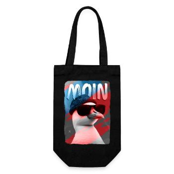 Moin! Hamburger Möwe mit Sonnenbrille - Geschenkbeutel für Flaschen - Schwarz - Vorne