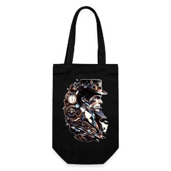 Steampunk and technology as a vintage time machine - Gift Bag for Bottles - black - Front