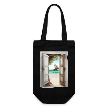 Open door to the sea - Gift Bag for Bottles - black - Front